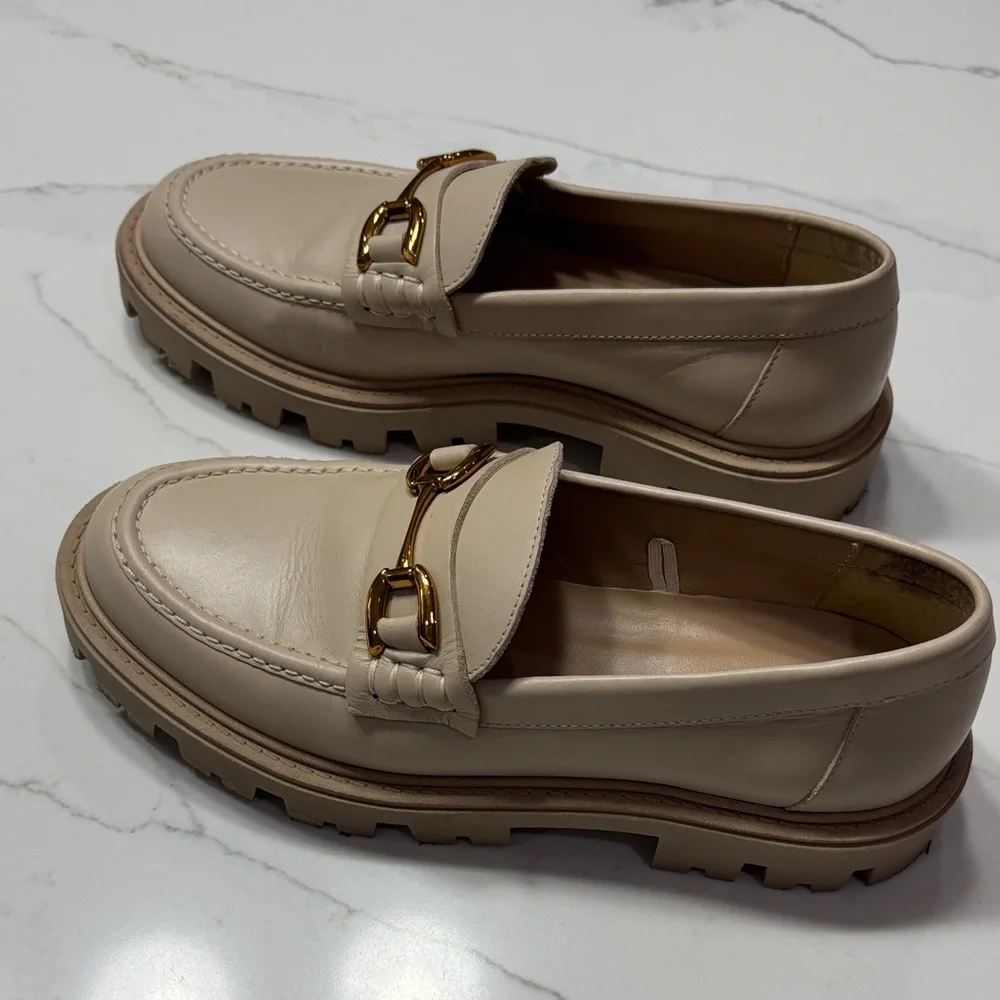 Zara Beige Loafers with Gold Buckle Detail - Picture 10 of 17
